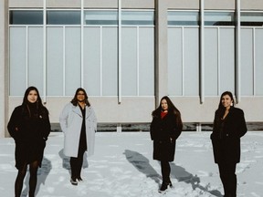 These are the editors of the book Voices of the Land: Indigenous Design and Planning from the Prairies: Reanna Merasty (from left), Naomi Ratte, Desiree Theriault and Danielle Desjarlais.
COURTNEY CHAMPAGNE/Handout
