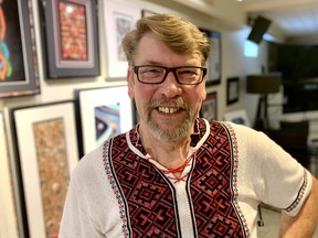 Winnipeg Ukrainian artist David Wasylyshen, designer of the Royal Canadian Mint’s 2021 Easter Pysanka egg coin, in his home gallery.