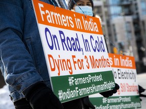 A group of Indo-Canadians have been protesting outside the Indian High Commission in Ottawa in solidarity with farmers protesting in Delhi.
