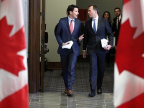 Prime Minister Justin Trudeau and Finance Minister Bill Morneau are seen in Ottawa March 19, 2019.
