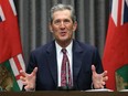 Premier Brian Pallister gestures during a COVID-19 update at the Manitoba Legislative Building in Winnipeg on Tues., March 16, 2021. Kevin King/Winnipeg Sun/Postmedia Network