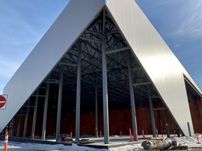 Photo of the Royal Aviation Museum of Western Canada under construction in Winnipeg in January 2021.