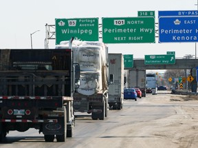 The Perimeter Highway heading east into Winnipeg