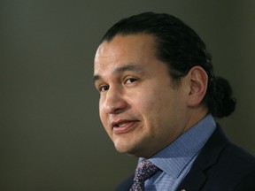 NDP Leader Wab Kinew meets with media at the Manitoba Legislative Building in Winnipeg on Tuesday, March 23, 2021.