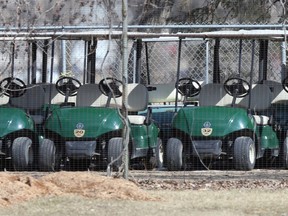 Carts at Kildonan Park Golf Course,  in Winnipeg. Saturday March 27, 2021.
