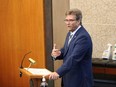Winnipeg city councillor Kevin Klein offers feedback on the Winnipeg Transit Master Plan at city hall on Friday. 
James Snell/Winnipeg Sun