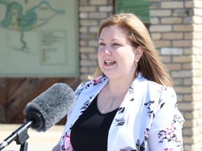 Conservation and Climate Min. Sarah Guillemard announces a $20 million endowment fund for provincial parks from Beaudry Provincial Park on Thursday, April 22, 2021. Josh Aldrich/Winnipeg Sun