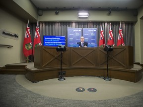 MIKAELA MACKENZIE / WINNIPEG FREE PRESS



Finance minister Scott Fielding speaks to the media about the 2021 budget at the Manitoba Legislative Building in Winnipeg on Wednesday, April 7, 2021. For --- story.



Winnipeg Free Press 2021