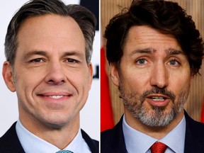 CNN anchor Jake Tapper, left, and Prime Minister Justin Trudeau.