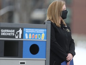 The Minister of Conservation and Climate, Sarah Guillemard at the launch of a recycling promotion in Winnipeg on Thursday, April 15, 2021.  Chris Procaylo/Winnipeg Sun