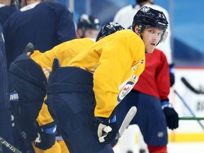 Nikolaj Ehlers is shown during Winnipeg Jets practice on Sunday.