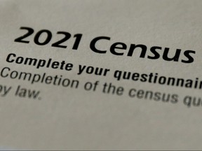 The cover of a 2021 Census questionnaire request, sent by Statistics Canada, is seen in a photo illustration in Toronto, May 4, 2021.