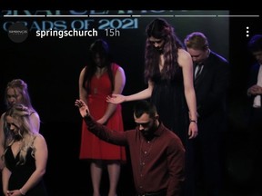 Screengrab of social media posts of what appears to be a recent graduation ceremony at Springs Church in Winnipeg, one that appears to have been unmasked, lacking social distance protocols and flouting public health orders. Photos making the rounds on social media all day on Saturday, May 22, 2021.