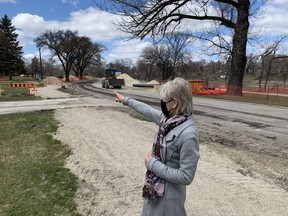 Winnipegger Diane Harri shows the Winnipeg Sun some of the construction activity adjacent to her home on Wellington Crescent on Tuesday, May 4, 2021.