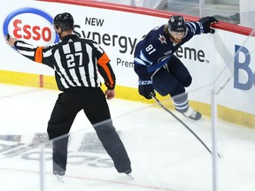 Winnipeg Jets forward Kyle Connor celebrates his triple overtime goal to sweep the Edmonton Oilers in a best-of-seven Stanley Cup playoff series in Winnipeg on Monday, May 24, 2021.