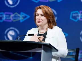 Newly-elected Canadian Labour Congress President Bea Bruske speaks after her election victory on Friday, where she pledged to work to unite the labour movement.