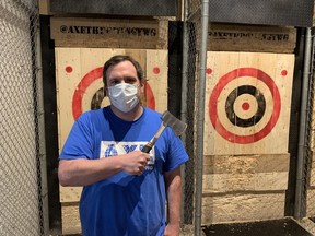 Axe Throwing Winnipeg’s General Manager Abe Lechner was eager to speak on Wednesday about the business’s reopening. James Snell/Postmedia