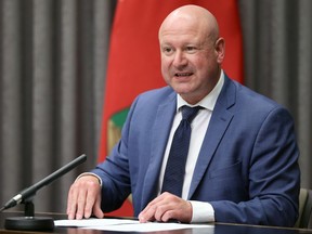 Dr. Brent Roussin, chief provincial public health officer, speaks during a COVID-19 briefing at the Manitoba Legislative Building in Winnipeg on Mon., May 31, 2021. KEVIN KING/Winnipeg Sun/Postmedia Network