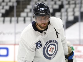 A Blake Wheeler staredown during Winnipeg Jets practice in Winnipeg on Mon., May 31, 2021. KEVIN KING/Winnipeg Sun/Postmedia Network