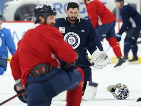 Goaltender Connor Hellebuyck is pictured during Winnipeg Jets practice in Winnipeg on Tuesday, June 2, 2021.