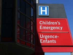 The sign for ChildrenÕs Emergency at Health Sciences Centre on William Avenue in Winnipeg on Thurs., June 17, 2021.  KEVIN KING/Winnipeg Sun/Postmedia Network