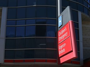 The sign for Children's Emergency at Health Sciences Centre on William Avenue in Winnipeg on Thurs., June 17, 2021.
