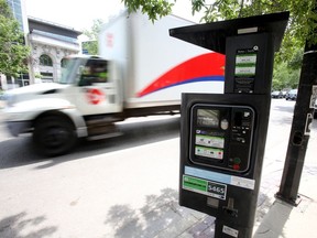 A parking meter in Winnipeg's Exchange District on Friday.