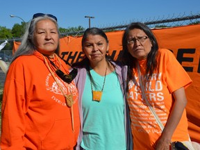 As Canada prepares to recognize the first National Day for Truth and Reconciliation Thursday, Geraldine Shingoose (centre), who is affectionately known as Gramma Shingoose, says the desire to hear from survivors has soared across the country. In June, residential school survivors (left to right) Chickadee Richard, Geraldine Lee Shingoose and Vivian Ketchum headed from Winnipeg to Kamloops B.C. to deliver gifts in honour of children who are buried near the former Kamloops Indian Residential School.
