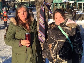 Lydia Joyce Daniels and her daughter Jocelyn tied a necktie onto a tree at the Forks in Winnipeg in memory of her son Colten Pratt, and to bring awareness to the issue of missing and murdered men in Canada. Pratt was hanging out with a group of friends at the Marlborough Hotel in downtown Winnipeg during the evening of Nov. 6, 2014, but at some point in the early morning hours of Nov. 7 he made his way from the hotel to a bus shelter at the corner of Main Street and Redwood Avenue. Winnipeg Police have said they have a video that shows Pratt in and around the bus stop on the morning of Nov. 7, sometime between 12:20 a.m. and 1:45 a.m., and that footage is the last known time anyone has seen Pratt alive.