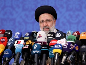 Iran's President-elect Ebrahim Raisi speaks during a news conference in Tehran, Iran June 21, 2021.