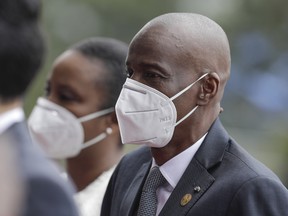 Haitian president Jovenel Moïse arrives for Guillermo Lasso inauguration speech at Asamblea Nacional on May 24, 2021 in Quito, Ecuador.