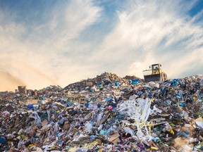 Garbage pile in trash dump or landfill. Pollution concept.