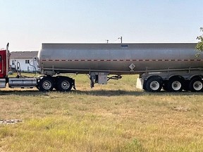 This tanker truck from the New Rosedale Hutterite Colony was one of five trucks used to help haul water from Portage la Prairie to Long Plain First Nation over the weekend, as the community was forced to shut off its water supply.  Photo supplied