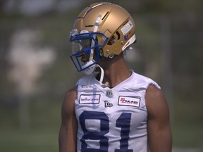 Receiver Cam Meredith (81) at Winnipeg Blue Bombers training camp on Sunday.