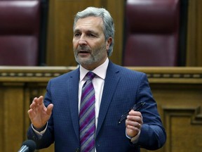 Glenn Joyal, Chief Justice of the Court of Queen's Bench, speaks during a media availability in the Manitoba Court of Appeal about changes to the three levels of Manitoba Court in light of the COVID-19 pandemic on Tues., March 17, 2020.