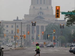 Smoke from numerous wildfires has settled over Winnipeg, which has resulted in poor air quality and reduced visibility on Tuesday, July 20, 2021.
