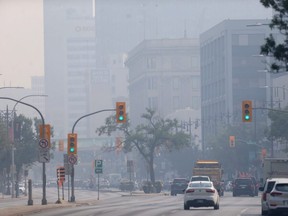 Smoke from wild fires hangs over Winnipeg.  Thursday, July 29/2021.Winnipeg Sun/Chris Procaylo/stf