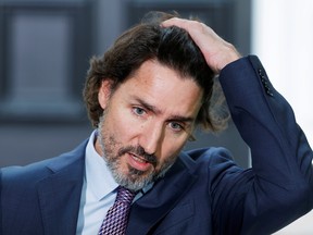 Canada's Prime Minister Justin Trudeau attends a news conference at Rideau Cottage in Ottawa on June 25, 2021.