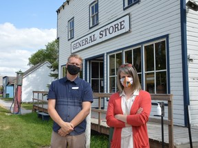 Mennonite Heritage Village senior curator Andrea Klassen (right) and executive director Gary Dyck, seen at the site of the museum, say they are frustrated that the Steinbach-based museum continues to be closed due to COVID-19 restrictions, while businesses like restaurants and fitness centres are now open for business.