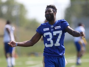 Brandon Alexander during training camp for the CFL football team in Winnipeg on Saturday, July 10, 2021.