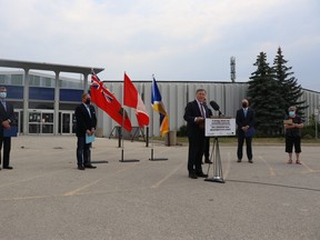 Representatives from all three levels of government announce ICIP funding that will pave the way for a $24-million expansion of the St. James Civic Centre on Friday, July 30, 2021 in Winnipeg.