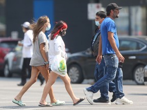 Foot traffic in downtown Winnipeg on Friday, July 30, 2021.