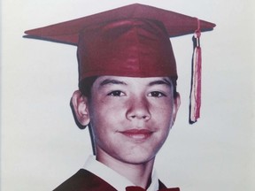 Joseph ‘Beeper’ Spence, seen here at a junior high graduation ceremony, was shot and killed in Winnipeg’s North End on July 23, 1995.