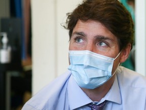 Prime Minister Justin Trudeau visits a vaccination site, amid the COVID-19 pandemic, in Montreal, July 15, 2021.