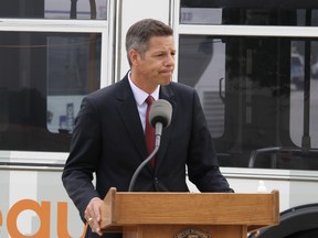 Winnipeg Mayor Brian Bowman speaks to media on Wednesday about the City’s plan to keep face masks mandatory in City facilities and transit.