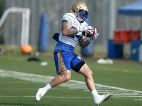 Fullback Mike Miller, 
a long-time fullback with the Winnipeg Blue Bombers, recorded three special teams tackles during Saturday’s 30-23 loss to the Toronto Argonauts, giving him 192 for his career. Kevin King/Winnipeg Sun