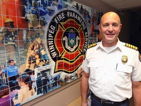 Christian Schmidt, the new Winnipeg fire chief, is pictured at the Winnipeg Fire Paramedic Service headquarters on King Street in Winnipeg on Tuesday, Aug. 31, 2021.