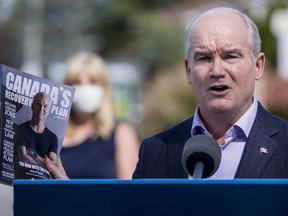 Conservative leader Erin O'Toole makes a campaign stop in Russell, Ont., Tuesday, Sept. 14, 2021.