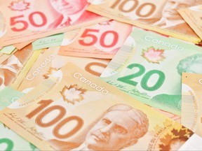 Canadian banknotes background