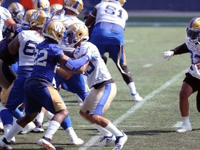 Bombers running back Andrew Harris (right) says a win against the Roughriders is crucial. KEVIN KING/Winnipeg Sun